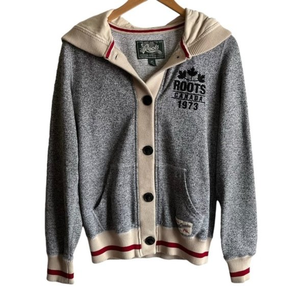 Roots Tops - Roots Hoodie Size Small Gray Red Ivory Canada 1973